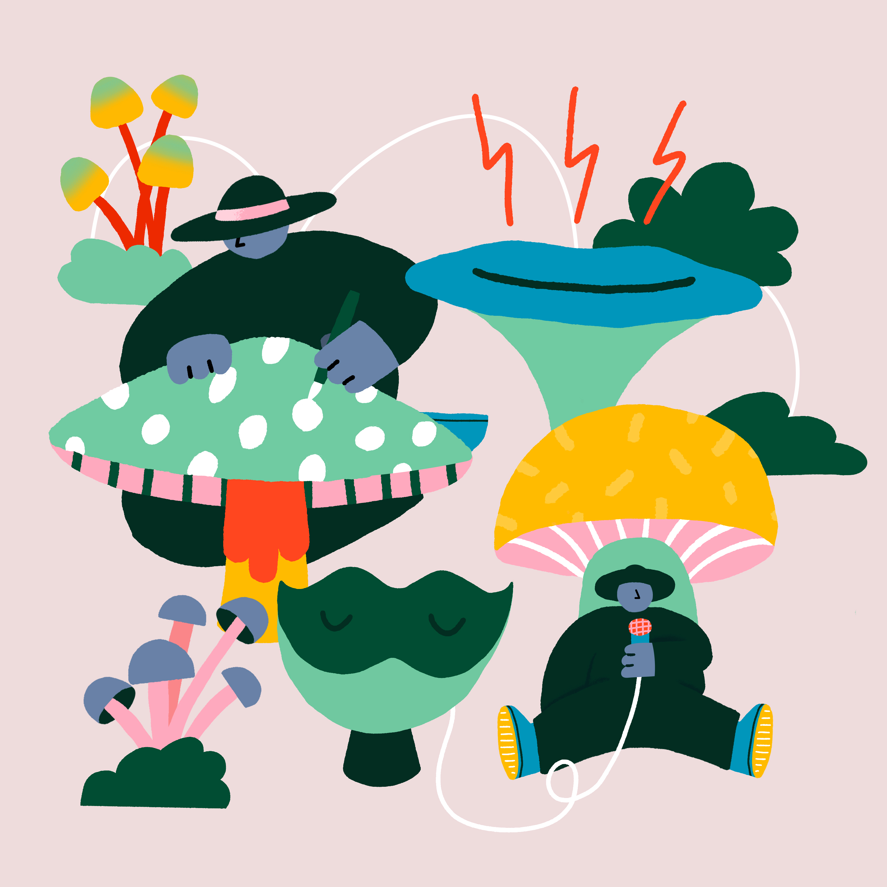 diversity mushroom illustration
